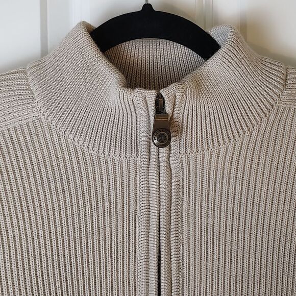 Paul & Shark Men's Zip Front Sweater Academia Grandpa Jacket Tan Size M - Picture 6 of 16